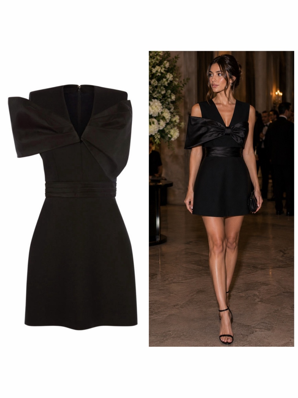 Alexander McQueen Black Bow Mini Dress Wool Silk 2 Cocktail Party NWT 🟠